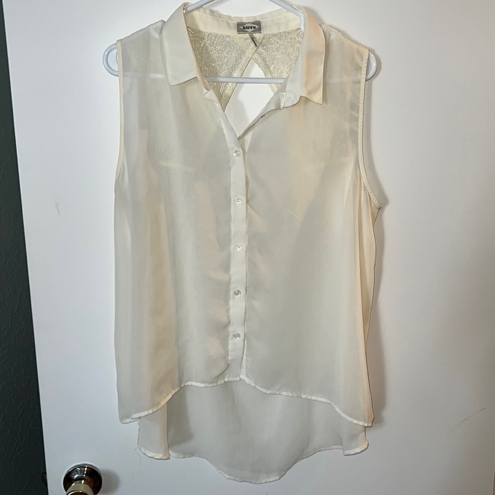 Kirra Sheer Lace Off White/Cream Tank Top Blouse